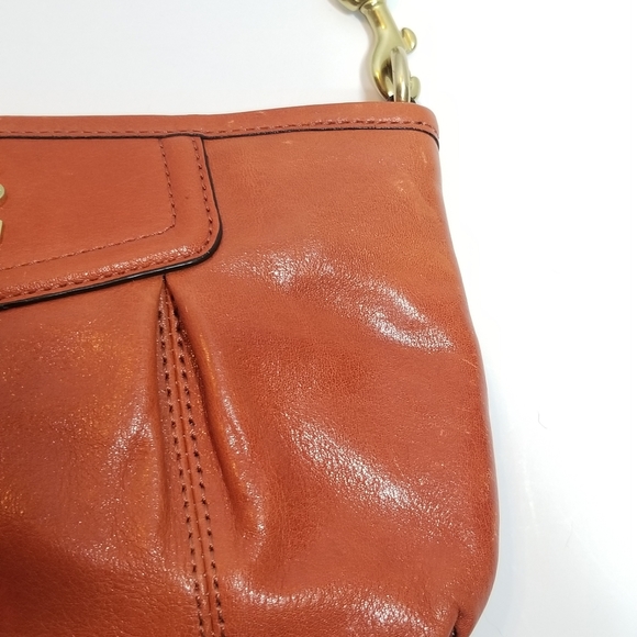 Coach Orange Large Leather Wristlet - Picture 5 of 6